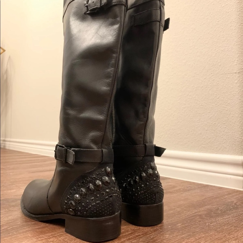 Gianni Bini black riding boots with gems